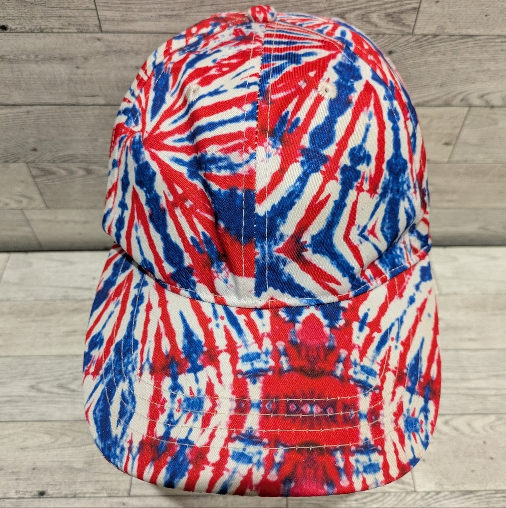 Red and Blue Tie-Dye Cap